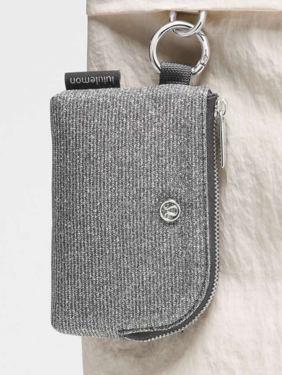 Lululemon Glitter Dark Silver Graphite Gray Clippable Card Pouch Wallet - Picture 3 of 8